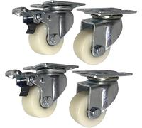 Ruote per Mobili per Impieghi Gravosi 1,5 Pollici / 2 '' 50 Mm con Freno Girevole Silenzioso Nylon Plat 1000kg per Carrello di Trasporto Industriale Ospedale, 1.5inch 2brake+2swivel