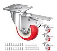 Ruote per mobili piccole 50 mm con 4 freni, ruote girevoli a 360 gradi per impieghi gravosi con capacità di carico di 160 kg, ruote silenziose in gomma piena per il trasporto, set di 4 per carrelli