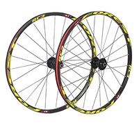 Ruote per Mountain Bike MTB 26/27,5 Pollici 120 clic 5 Cuscinetti Freno a Disco Set di Ruote 24 Fori mozzo a sgancio rapido per 7 8 9 10 11 velocità 1790 g (Colore: Giallo, Dimensioni: 26'')
