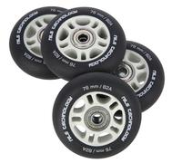 NILS Ruote in linea con cuscinetti a sfera, set da 4 pezzi, ruote ABEC 9, cuscinetti 64-80 mm (nero, 76 mm)