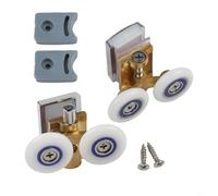 Ruote per porta della doccia, 26 mm, set di guide inferiori superiori cromate per porte scorrevoli in vetro da 4-8 mm, con cuscinetti sigillati, blocchi paraurti, viti per recinzione del bagno