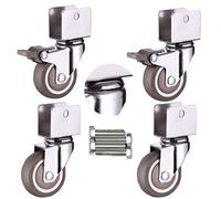 Ruote per Sedia da Ufficio a Forma di U da 1,5 Pollici, Spessore 1,5 mm, Ruote con Freno, 18 mm, 20 mm, 22 mm, 25 mm, capacità di carico 176 libbre, Adatte per mobili, culle (4 Freni 18 mm)