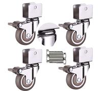 Ruote per Sedia da Ufficio a Forma di U da 1,5 Pollici, Spessore 1,5 mm, Ruote con Freno, 18 mm, 20 mm, 22 mm, 25 mm, capacità di carico 176 libbre, Adatte per mobili, culle (4 Freni da 18 m