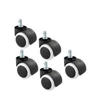 Ruote Per Sedia Ufficio 1/2/5 pezzi bianco/nero senza stelo/asta universale sedia da ufficio girevole silenziosa scrivania for computer tavolo rotelle grande rivestimento nero(White-Circlip-5 Pcs)