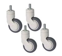 Ruote pesanti, 4 x Colla artificiale TPR Girevole con attacco for gambo filettato M12 e freni Ruote universali, 3 pollici 75 mm, silenziose for mobili Ospedale Ufficio Ponteggi Culla Resistente 240 kg