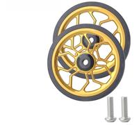 Ruote pieghevoli da 80 mm, in lega di alluminio e gomma, cuscinetto integrato per Brompton, compatibile con la maggior parte delle biciclette pieghevoli, nero, rosso, argento, oro (oro)