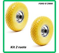 ruote piene per carriola carrello portapacchi portatutto Ø foro 21mm kit 2 pezzi