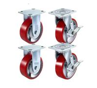 Ruote Piroettanti Confezione da 4 ruote in poliuretano con nucleo in ferro resistente 6" x 2" 2 rotelle rigide e girevoli freno laterale Capacità di 1.000 libbre for ruota