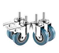 Ruote piroettanti Pacchetto 4 ruote piroettanti Ruote con stelo del freno di sicurezza antirumore M10 M12 Floor Mark80Kg Portante ideale per carrelli Cassette degli attrezzi per mobili Banch