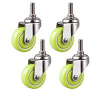 Ruote piroettanti, Ruote girevoli con stelo da 40 mm, confezione da 4, verdi, for mobili con carrello, con bullone M10x25 mm, staffa in acciaio inossidabile