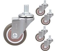 Ruote piroettanti, Ruote girevoli con stelo, ruote for sedie da ufficio, in TPE M10×15 mm, 11x22, di ricambio for carrelli, lettino for bambini, mobiletto, tavolo, confezione 5(B,38mm/1.5inch)
