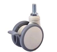 Ruote piroettanti, Ruote girevoli mediche bianche da 3 pollici con battistrada in TPR morbido, vite M12x25 cuscinetti, silenziose for carrello ospedaliero(No brake x2)