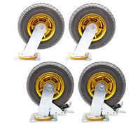 Ruote piroettanti, ruote per mobili industriali, Industrial Furniture Caster Wheels 360 Degree Swivel Rubber Wheel Pack of 4 100-200mm(Brake+universal,200mm)