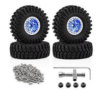 Ruote Pneumatici Per Traxxas Per TRX4 Per Redcat Gen7/8 D90 1/10 | RC Car Set Ruote Beadlock 2.2 Pneumatici con Cerchi CNC Precisione e Battistrada Aggressivo Roccia(Blue)
