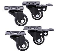 ruote rotanti con sfere, Confezione da 4 ruote girevoli con piastra in PU, doppio cuscinetto, viti, nere, diverse misure(Brake+universal,50mm/2in)