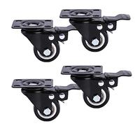 ruote rotanti con sfere, Confezione da 4 ruote girevoli con piastra in PU, doppio cuscinetto, viti, nere, diverse misure(Brake,40mm/1.6in)