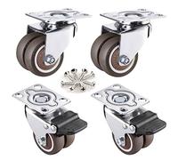 ruote rotanti con sfere, Ruote girevoli con doppie ruote in gomma e viti, confezione da 4, 38 mm e 50 mm(Brake+universal,38mm/1.5in)