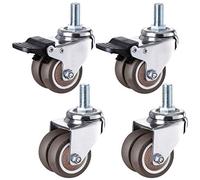 ruote rotanti con sfere, Ruote girevoli doppie con perno filettato M12x25mm Ruote in gomma Confezione da 4 misure diverse(Brake+universal,50mm/2in)