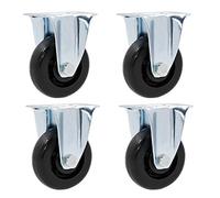 Ruote Ruote girevoli in polipropilene for impieghi gravosi, piastra a 360 gradi, silenziose, di ricambio for carrelli, mobili, banchi da lavoro, set 4 cuscinetti doppi/freno/100 mm(Stand,75Mm)