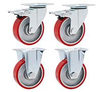 Ruote Ruote girevoli, ruote universali, in poliuretano con anima in ferro, di ricambio for carrelli, banchi da lavoro, 4 pezzi/supporto/100 mm(Stand+brake,75Mm)