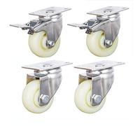Ruote, ruote per mobili, 4 Piastra girevole in nylon for trasporto industriale universale silenzioso con freno, tavolo for carrello for mobili da fabbrica(4inch 2brake+2swivel)