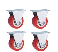 Ruote Sedia Ufficio 2 ⁄ 4 Quiet Small Casters, Universal Wheels, 1.97 "rotating Casters, Red Fixed Wheels, For Wheelbarrows, Furniture Project Carts(Fixed-4pcs)
