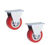 Ruote Sedia Ufficio 2 ⁄ 4 Quiet Small Casters, Universal Wheels, 1.97 "rotating Casters, Red Fixed Wheels, For Wheelbarrows, Furniture Project Carts(Fixed-2pcs)
