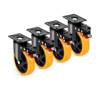 Ruote Sedia Ufficio Caster Wheels, 5-inch Swivel Plate Casters, Set Of 4, With Security A/B Locking No Noise PVC Wheels, Heavy Duty 450 Lbs Lo