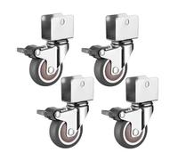 Ruote Sedia Ufficio Furniture Casters 1/1.5/2 Inches Soft Rubber Silent Wheels U-shaped Castor With Brake For Cabinet Clamp Replacement Rollers(2inch 4pcs brake,U20mm)
