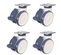 Ruote Silenziose Girevoli A 360°, Set Di Ruote Mediche Da 4 Pezzi Con Freni | Ruote In Gomma TPR, Adatte For Tavoli, Letti E Carrelli Medici(Flat plate,5inch)
