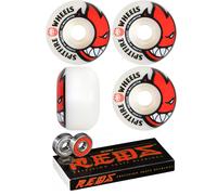 Ruote Spitfire da 52 mm Bighead bianche/rosse per skateboard - 99a con cuscinetti Bones - Cuscinetti per skateboard Bones Reds Precision Skate da