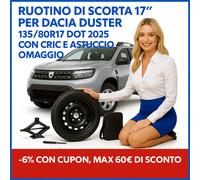 Ruotino Dacia Duster 17" 135/80R17 DOT 2025 5 Fori OEM + Cric ✅ Astuccio pronto