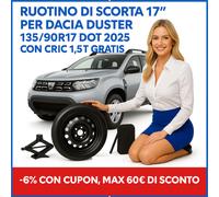 Ruotino Dacia Duster 17" 135/90R17 DOT 2025 + Cric 1.5T Omaggio ✅Sicuro e pronto