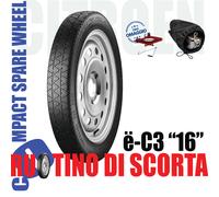 Ruotino Di Scorta 16" Citroen e-C3 4 Fori Con Cric E Astuccio 125/90R16