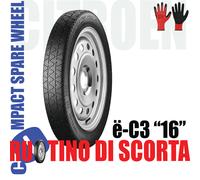 Ruotino Di Scorta 16" Citroen e-C3 4 Fori Con Guanti 125/90R16