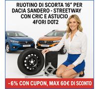 Ruotino di scorta 16" Dacia Sandero Stepway 4 Fori con Cric e Astuccio R16 Promo