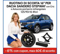 Ruotino di Scorta 16" DACIA SANDERO STEPWAY + Cric + Astuccio Pronto x te
