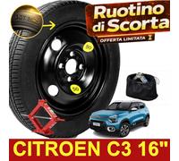 Ruotino di scorta 16" Per Citroen C3 YOU PLUS MAX Con CRIC 1T OMAGGIO e ASTUCCIO