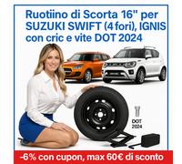 Ruotino di Scorta 16" per SUZUKI SWIFT & IGNIS con Cric, Vite e DOT 2024 ⚡