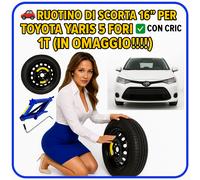 Ruotino di Scorta 16" Toyota Yaris 5 Fori ✅ Con Cric 1T Omaggio Pronto