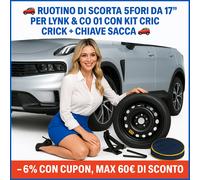 Ruotino di scorta 17" Lynk & Co 01 5 Fori con Cric Chiave e Sacca R17 DOT 2025