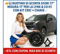 Ruotino di scorta 17" Lynk & Co 01 5 Fori con Cric Omaggio e Chiave R17 Garanzia