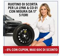 Ruotino di scorta 17" Lynk & Co 01 Affidabile Sicuro 5 Fori R17 DOT 2025 Ultimo