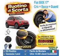 Ruotino di Scorta 17” per Fiat 500X 2014-2026 con Cric 1.5T + Sacca e Guanti