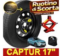 Ruotino di Scorta 17" per Renault Captur 2019-2026 125/80R17 con Cric e Astuccio