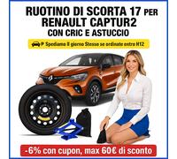 Ruotino di Scorta 17 per Renault Captur 5fori con Cric Astuccio 125/80R17 dot25