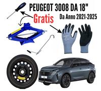 Ruotino Di Scorta 18" 5 Fori Peugeot 3008 Kit Cric Guanti Cacciavite DOT2025