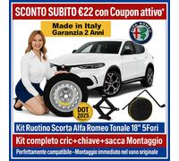 Ruotino di scorta 18" Alfa Romeo Tonale 5 Fori Cric Chiave e Sacca R18 DOT 25