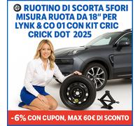 Ruotino di scorta 18" Lynk & Co 01 5 Fori con Cric Omaggio R18 DOT 2025 Garanzia