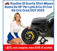 Ruotino di scorta 18" Lynk & Co 01 5 Fori con Cric Omaggio R18 DOT 2025 Top